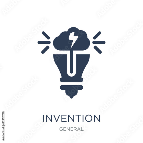 invention icon. Trendy flat vector invention icon on white background from General collection