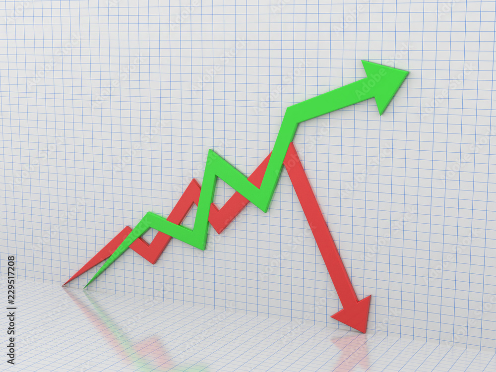 Obraz premium 3d illustration inflation and deflation graph