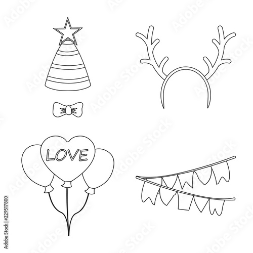 Vector illustration of party and birthday logo. Set of party and celebration vector icon for stock.
