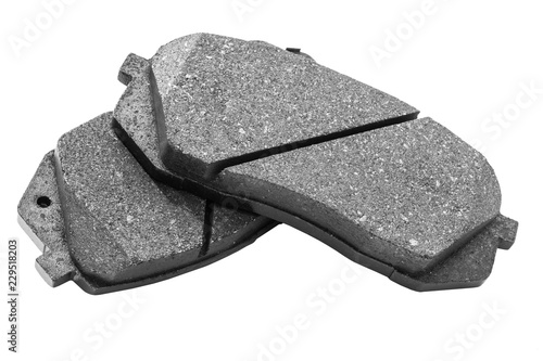 Brake pads isolated on white background. Auto parts. Brake pads isolated on white. Braking pads. Car part. Car detailing. Spare parts