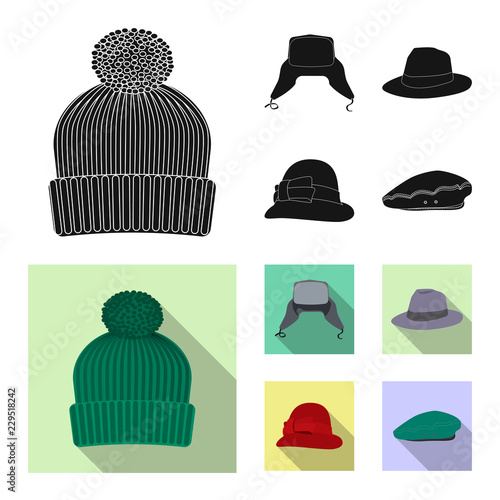 Isolated object of headgear and cap icon. Collection of headgear and accessory vector icon for stock.