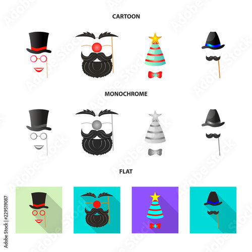Vector illustration of party and birthday icon. Set of party and celebration vector icon for stock.