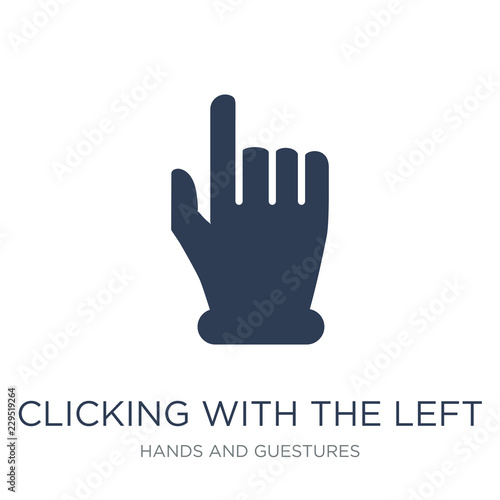 Clicking with the left hand icon. Trendy flat vector Clicking with the left hand icon on white background from Hands and guestures collection photo