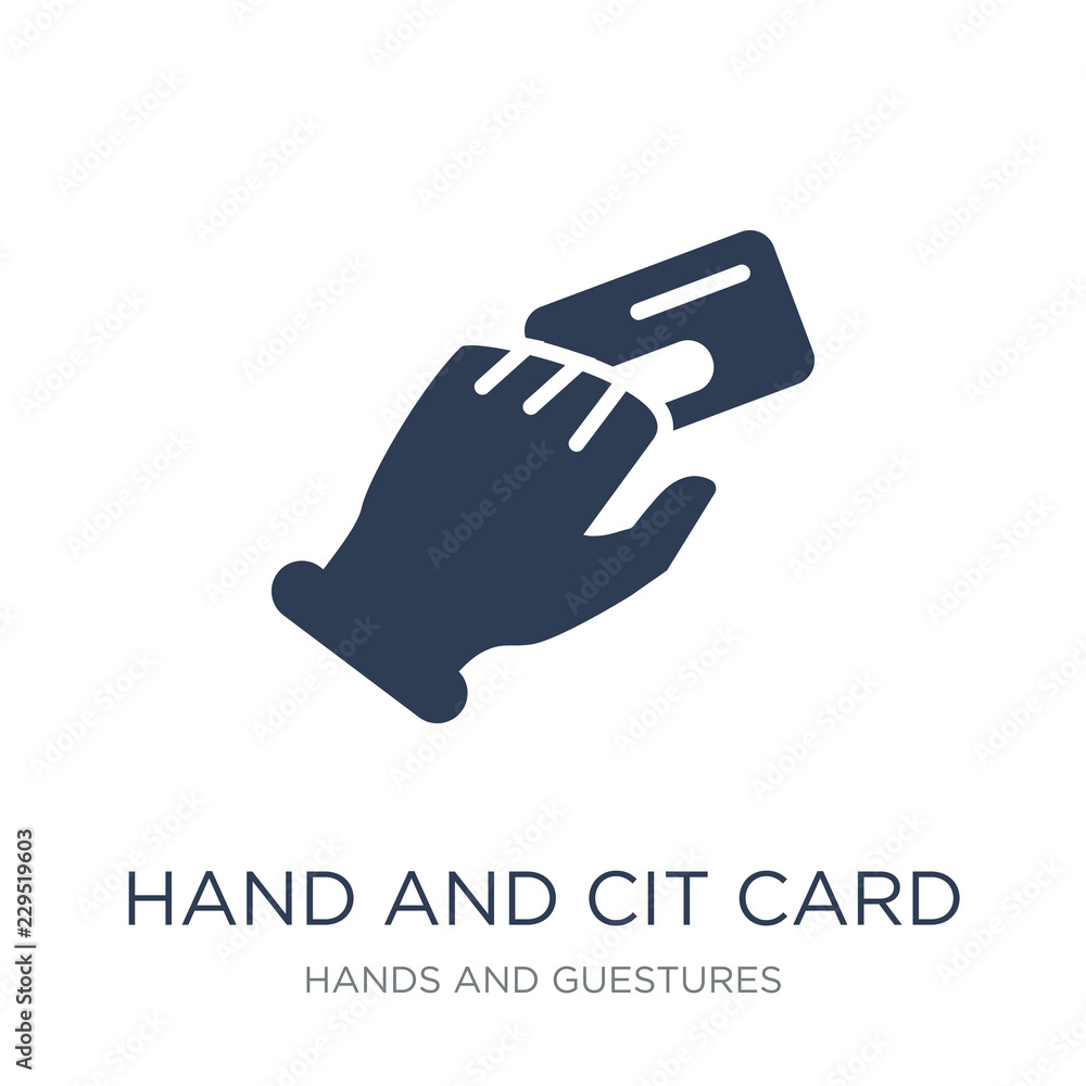 Hand and Credit Card icon. Trendy flat vector Hand and Credit Card icon on white background from Hands and guestures collection Hand and Credit Card icon. Trendy flat vector Hand and Credit Card icon on white background from Hands and guestures collection