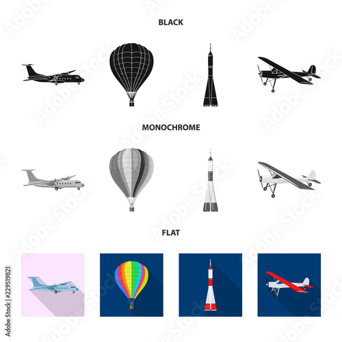 Isolated object of plane and transport sign. Set of plane and sky stock symbol for web.