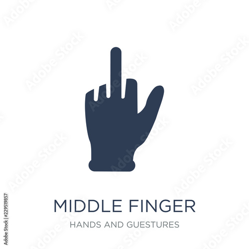 Middle finger icon. Trendy flat vector Middle finger icon on white background from Hands and guestures collection