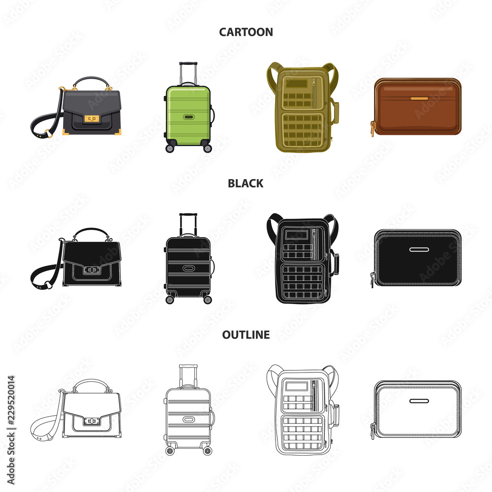 Vector illustration of suitcase and baggage symbol. Collection of suitcase and journey stock symbol for web. Vector illustration of suitcase and baggage symbol. Collection of suitcase and journey stock symbol for web.