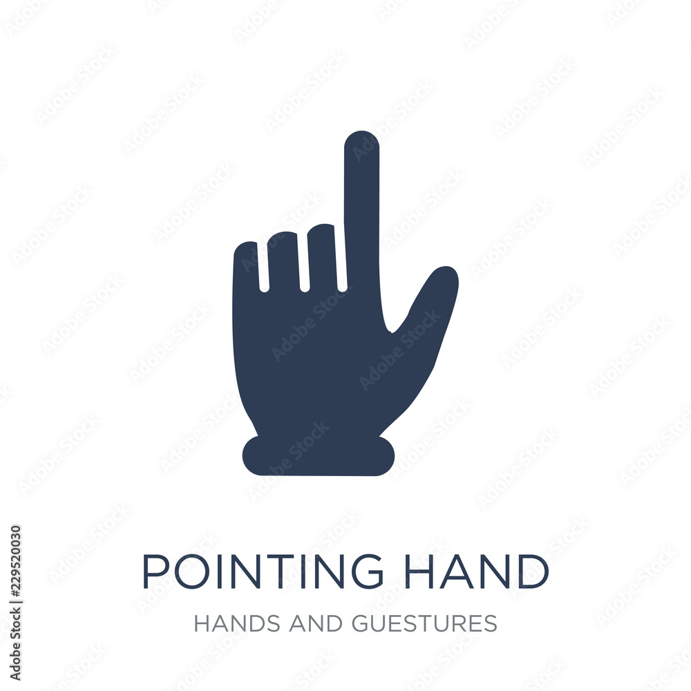 Pin Point Hand Icon Pointing hand icon. Trendy flat vector Pointing hand icon on white ...