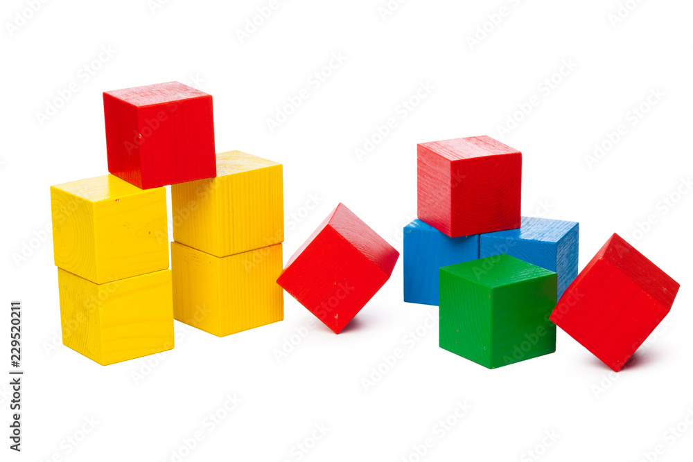 Wooden building blocks isolated on white background Wooden building blocks isolated on white background