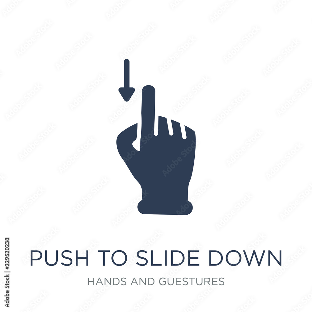 Push to slide down icon. Trendy flat vector Push to slide down icon on white background from Hands and guestures collection