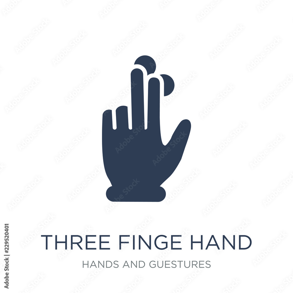 Fototapeta premium Three fingered hand gesture icon. Trendy flat vector Three fingered hand gesture icon on white background from Hands and guestures collection