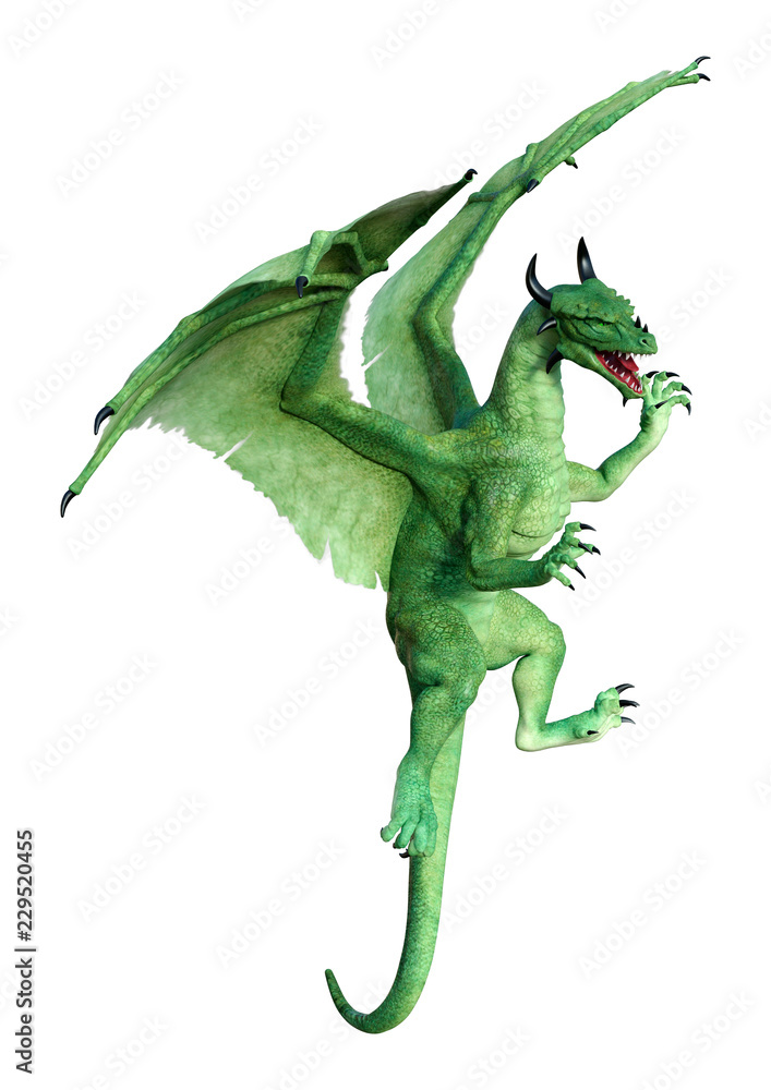 Obraz premium 3D Rendering Fairy Tale Dragon na białym tle