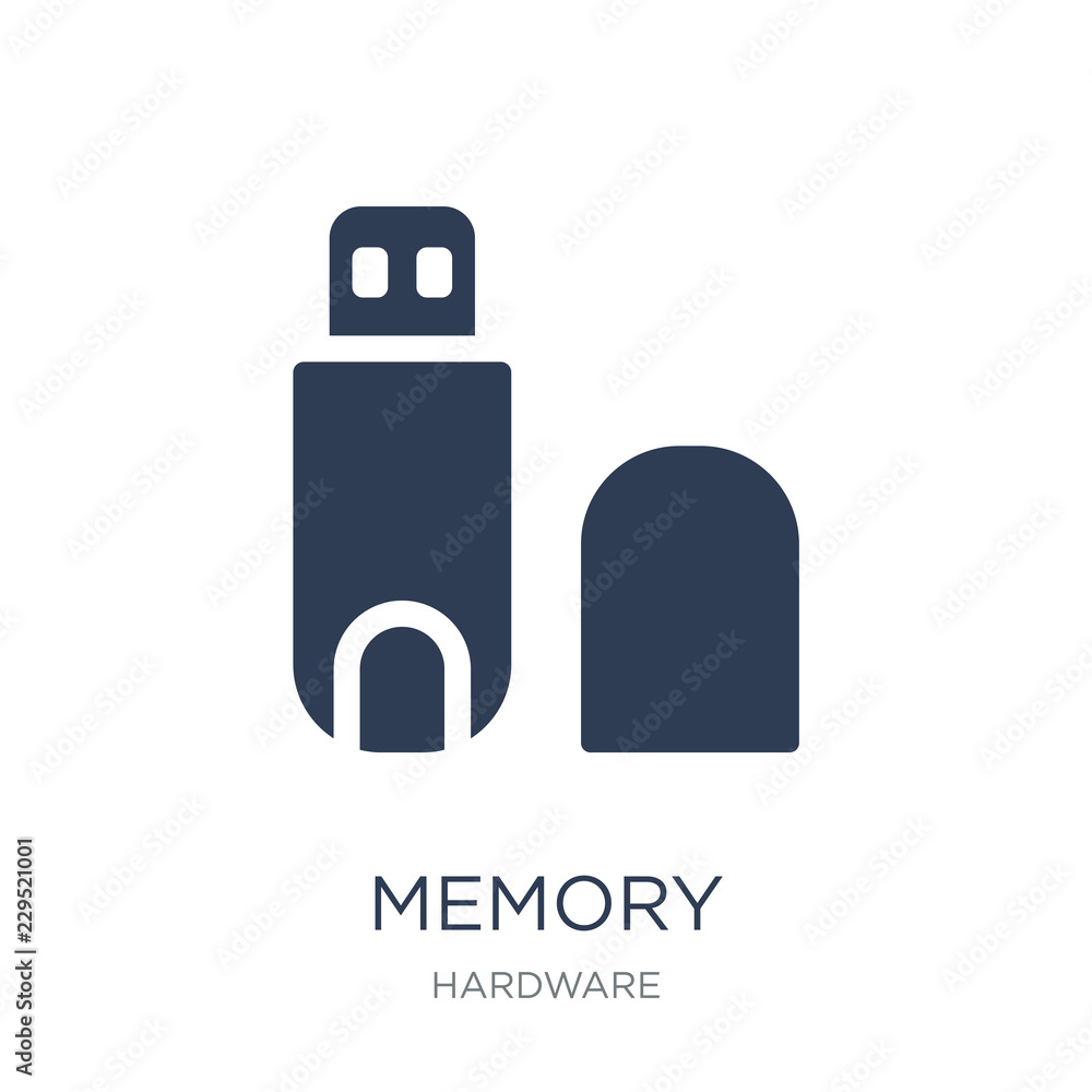 Memory icon. Trendy flat vector Memory icon on white background from hardware collection Memory icon. Trendy flat vector Memory icon on white background from hardware collection