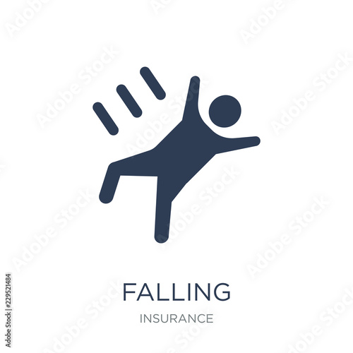 Falling icon. Trendy flat vector Falling icon on white background from Insurance collection