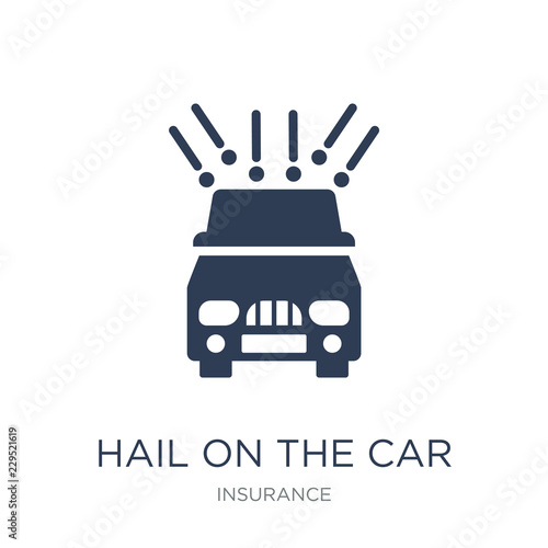 Hail on the car icon. Trendy flat vector Hail on the car icon on white background from Insurance collection