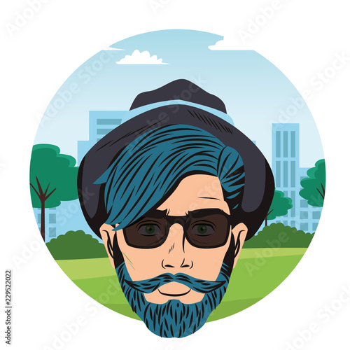 Pop art hispter face