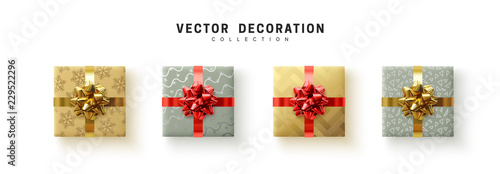 Set of gifts box. Collection realistic gift presents view top.