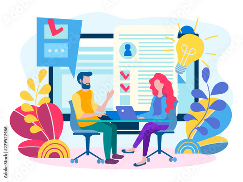 Testing for admission at work, questioning, recruiting concept, office conversation