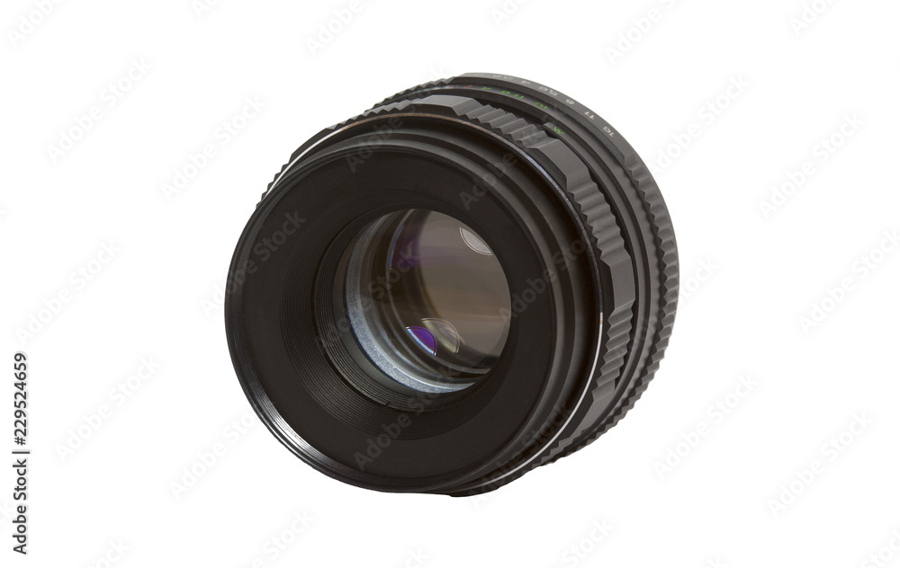 Camera lens isolated on white background