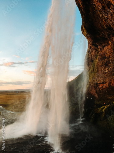 iceland waterfall sunset