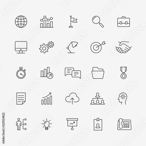 set of linear icons for businnes, tecnology, website, web and mobile