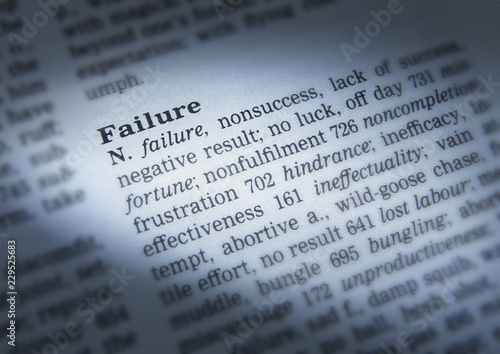 DICTIONARY PAGE SHOWING DEFINITION OF THE WORD FAILURE