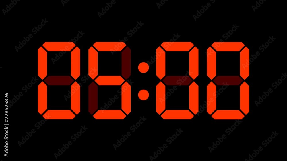 Digital clock of 60 seconds with regular hundredths, 4K UHD, optimized for 60 fps to avoid frame rate distortions and interpolation artifacts - Red with marks - arzawen.com/timer