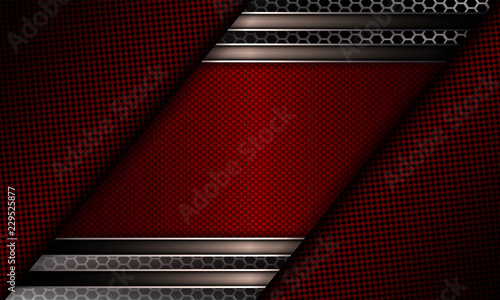 Abstract geometric red background with texture frame with edging and corners.