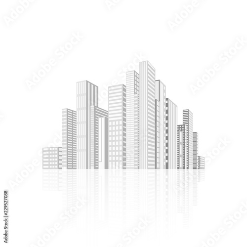 Building and city illustration. Illustration isolated on white background. Graphic concept for your design