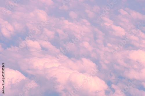 Photography Pink clouds, view from airplane