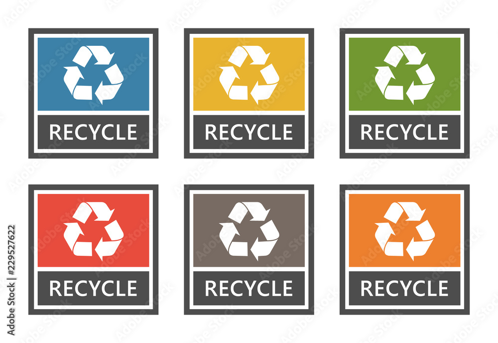 waste sorting labels set, waste managment for recycling waste sorting labels set, waste managment for recycling