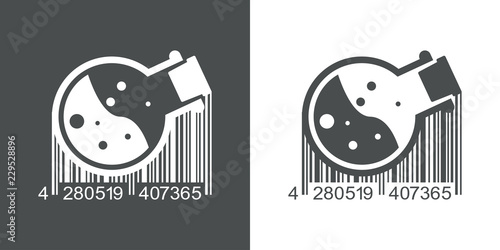 Icono plano código de barras probeta en gris y blanco photo
