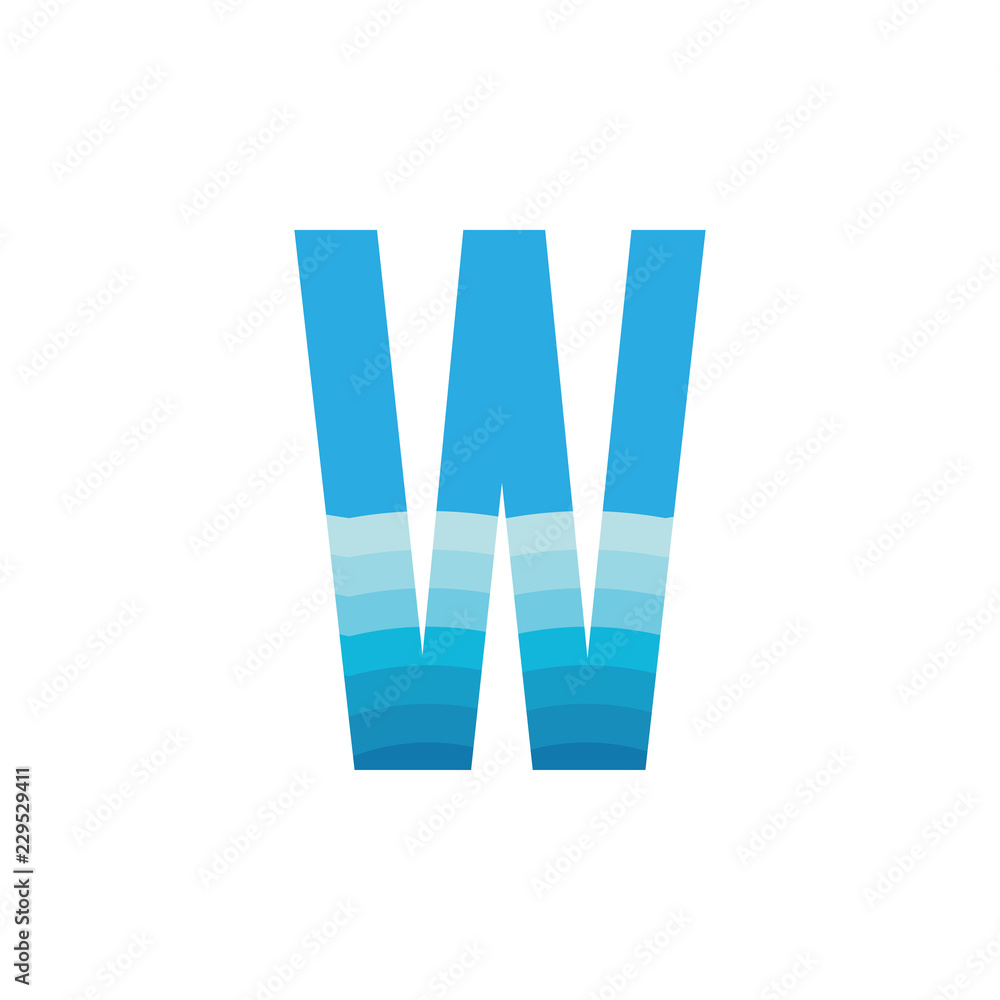 Fototapeta premium W letter with sea wave logo