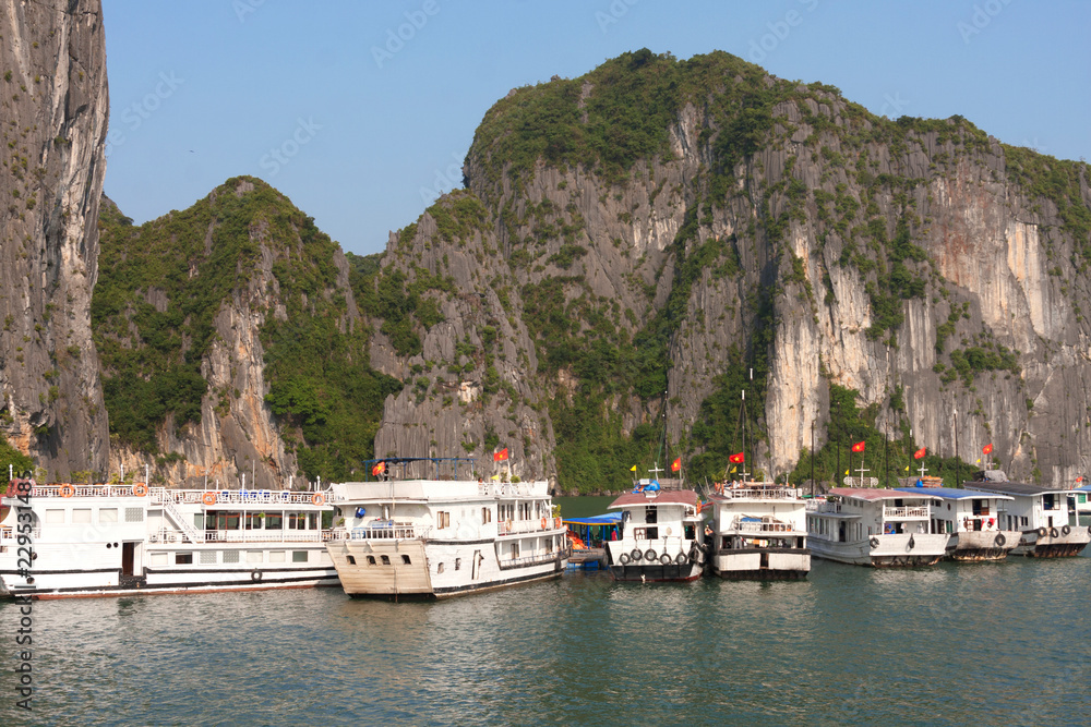 Típico crucero vietnamita en la Bahía de Ha Long Típico crucero vietnamita en la Bahía de Ha Long