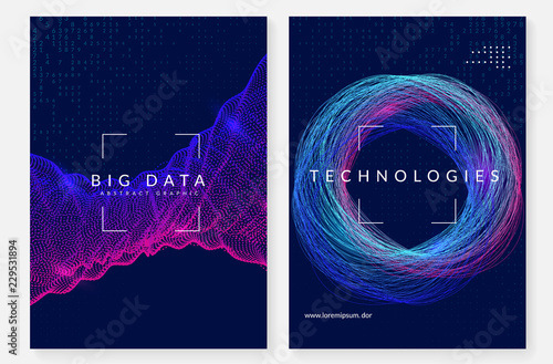 Visualization background. Technology for big data, artificial intelligence, deep learning and quantum computing. Design template for server concept. Geometric visualization backdrop.