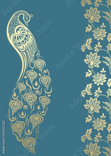 peacock, feathers ,wedding card design, royal India
