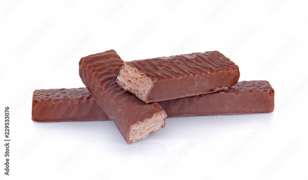 wafers in chocolate on white background. wafers in chocolate on white background.
