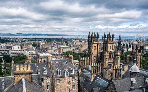 Edinburgh view, taken from the Camera obscura rooftop at Castlehill