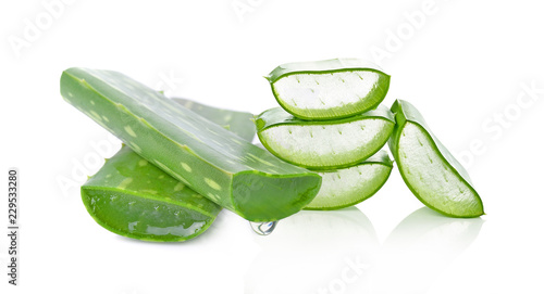 aloe vera fresh leaf.  isolated on  white background photo