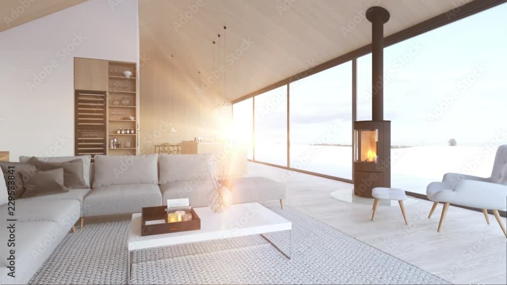 new modern scandinavian loft apartment. 3d rendering