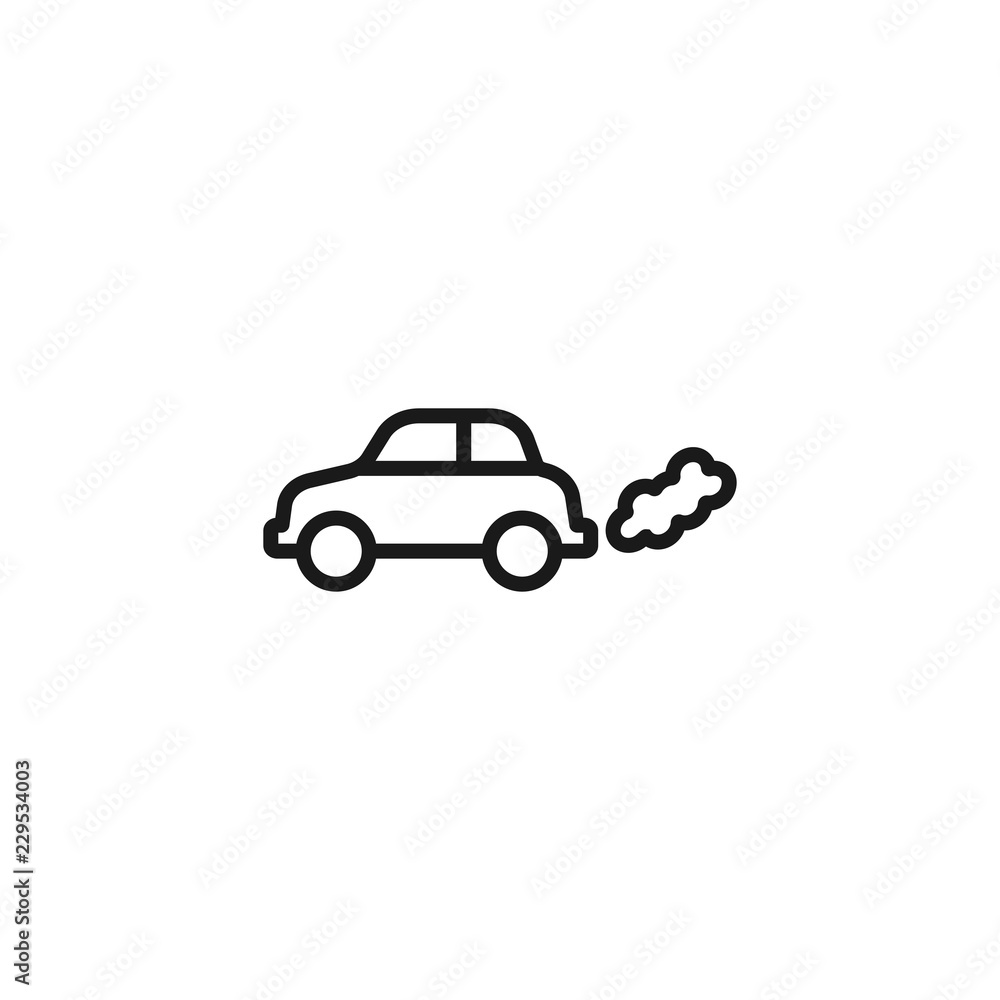 smoke from car line icon. symbol of ecology