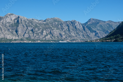 Kotor bay seascape panoramic summer view  Montenegro
