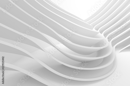 White Wave Background. Abstract Minimal Exterior Design