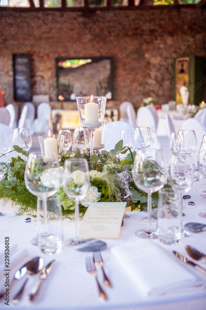 Fototapeta premium Tischdekoration Tischschmuck zur Hochzeit