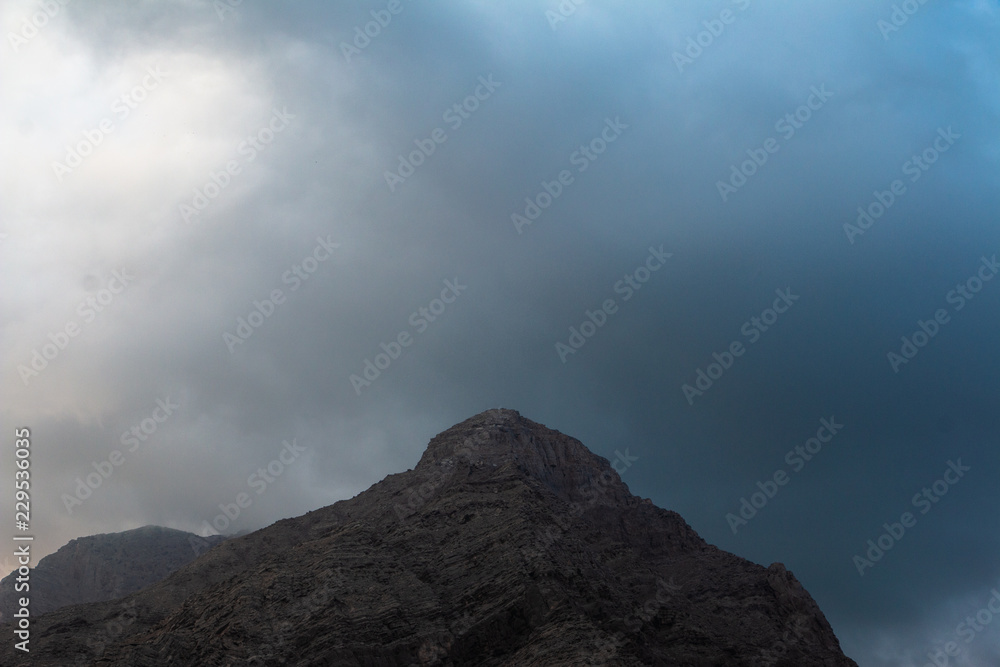 Mountain top filled with clouds, ras al Khaimah
