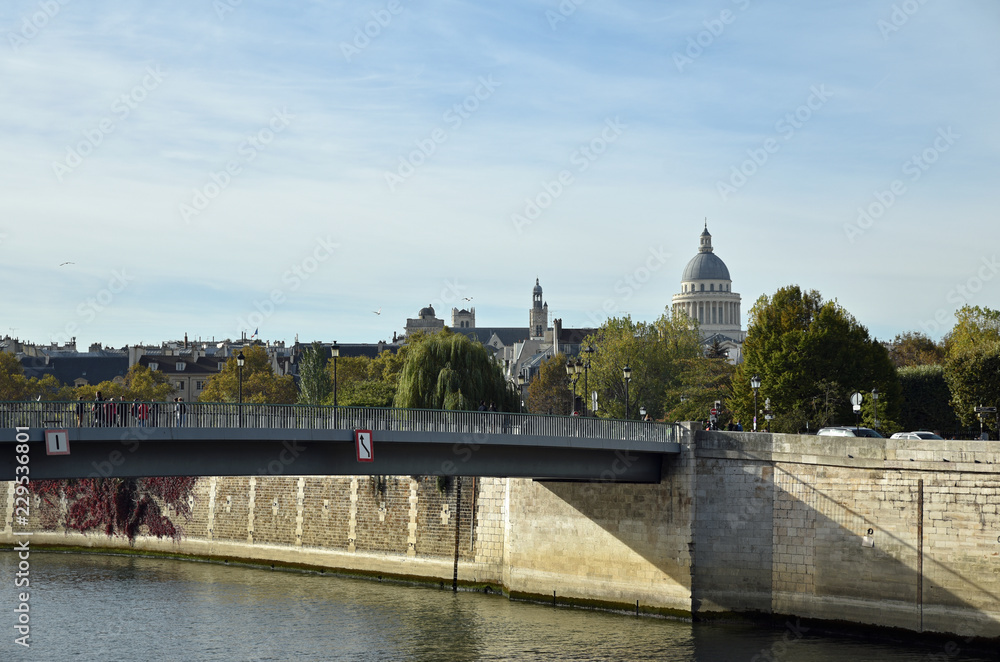 Pont métallique de l'île de la Cité à Paris, France