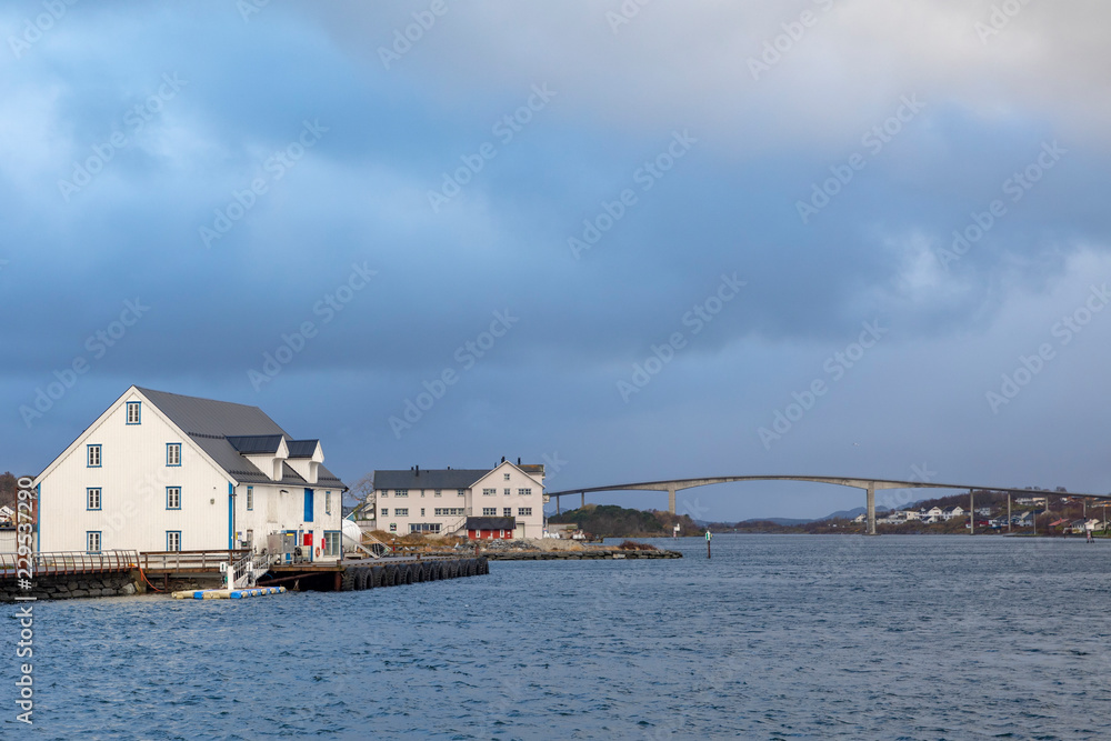 Bunkering station in Brønnøysund center, Northern Norway, Bad weather