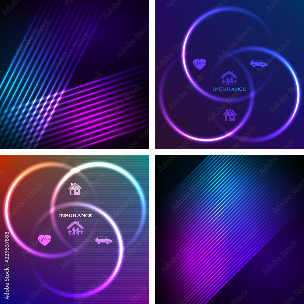 set glowing background design element cover page12