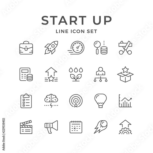 Set line icons of start up