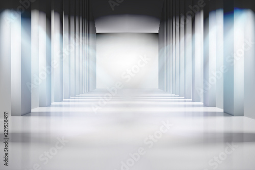 Empty interior. Rays of light entering the room. Vector illustration.